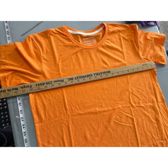 Homefield Crewneck Short Sleeve TShirt Men XL Orange Cotton Poly Plain Basic Tee - Picture 5 of 6
